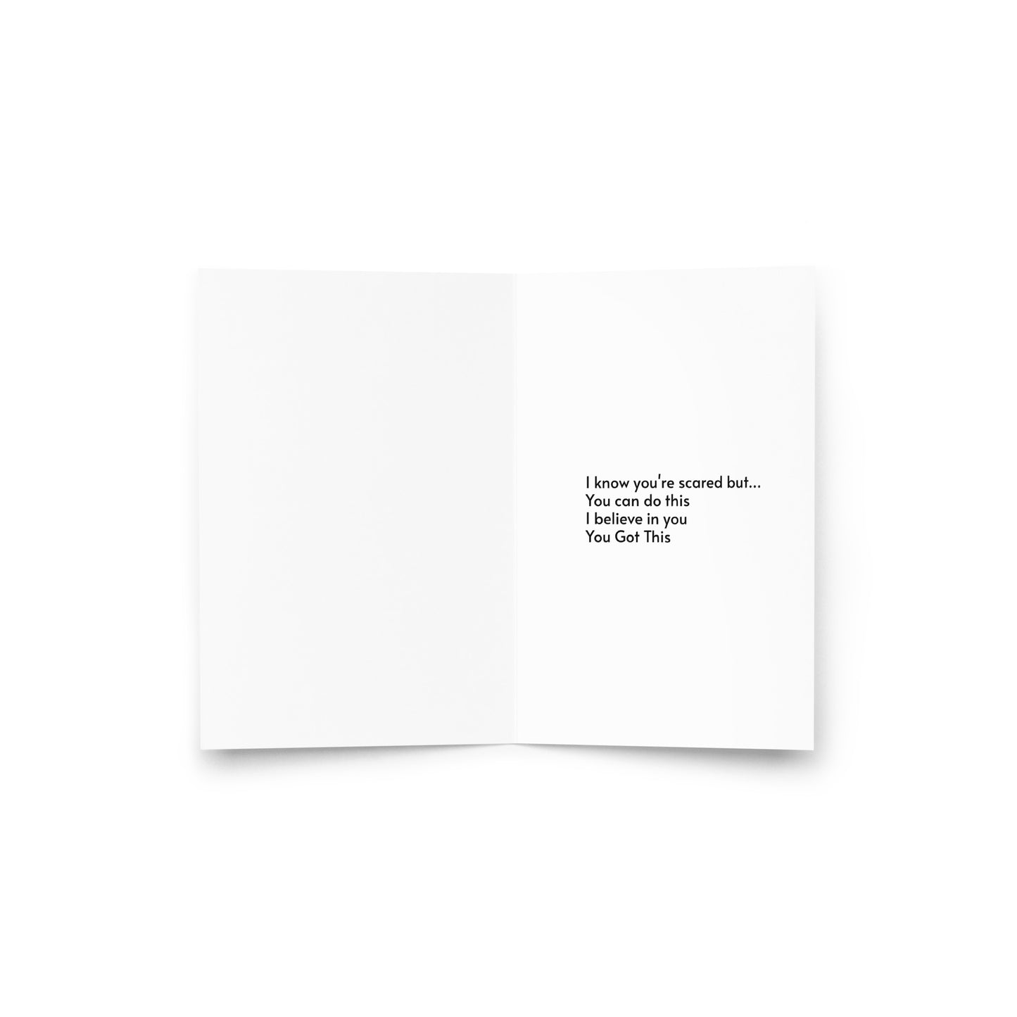 Inside Greeting card with the phrase "Keep On Going" on the front and an encouraging message inside