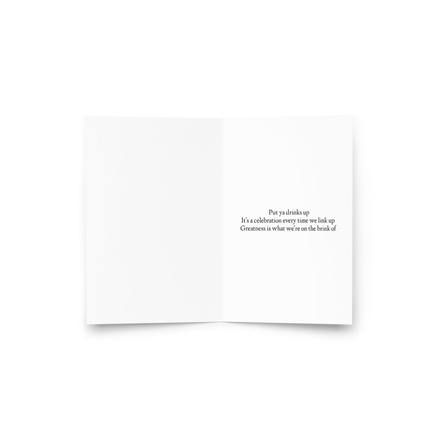 Inside Greeting card with a minimalist front design and a celebratory message inside