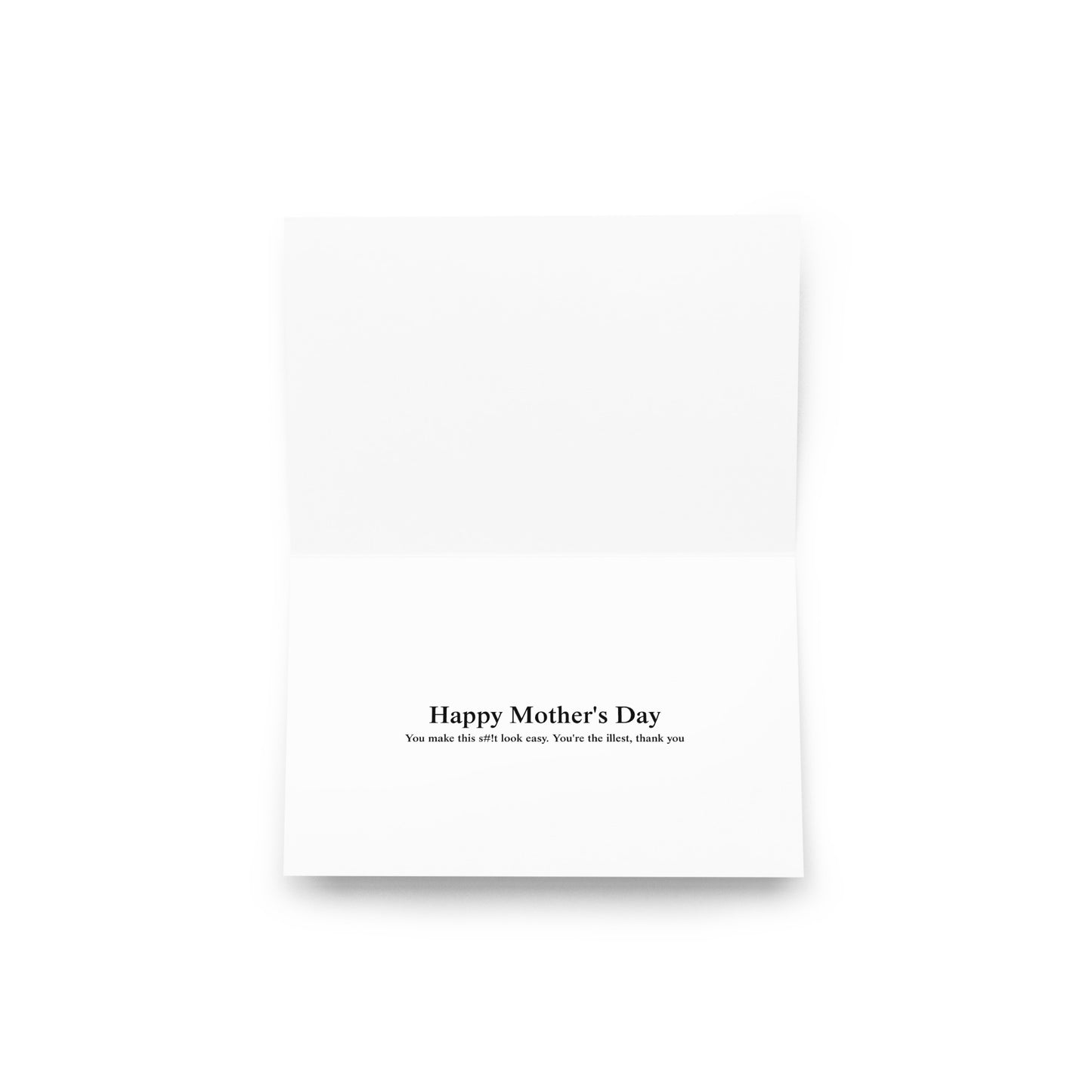 Inside Greeting card with the word "Momiana" on the front in bold lettering