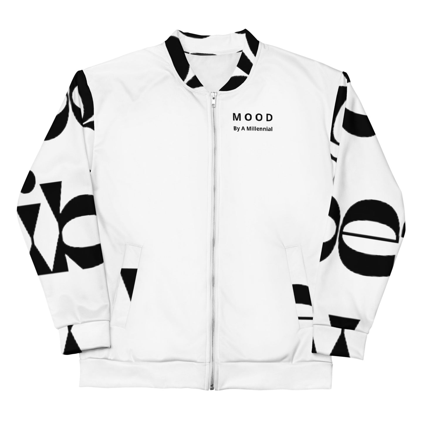 Unisex lightweight bomber jacket with bold multi-pattern print, designed for standout street style and confident vibes