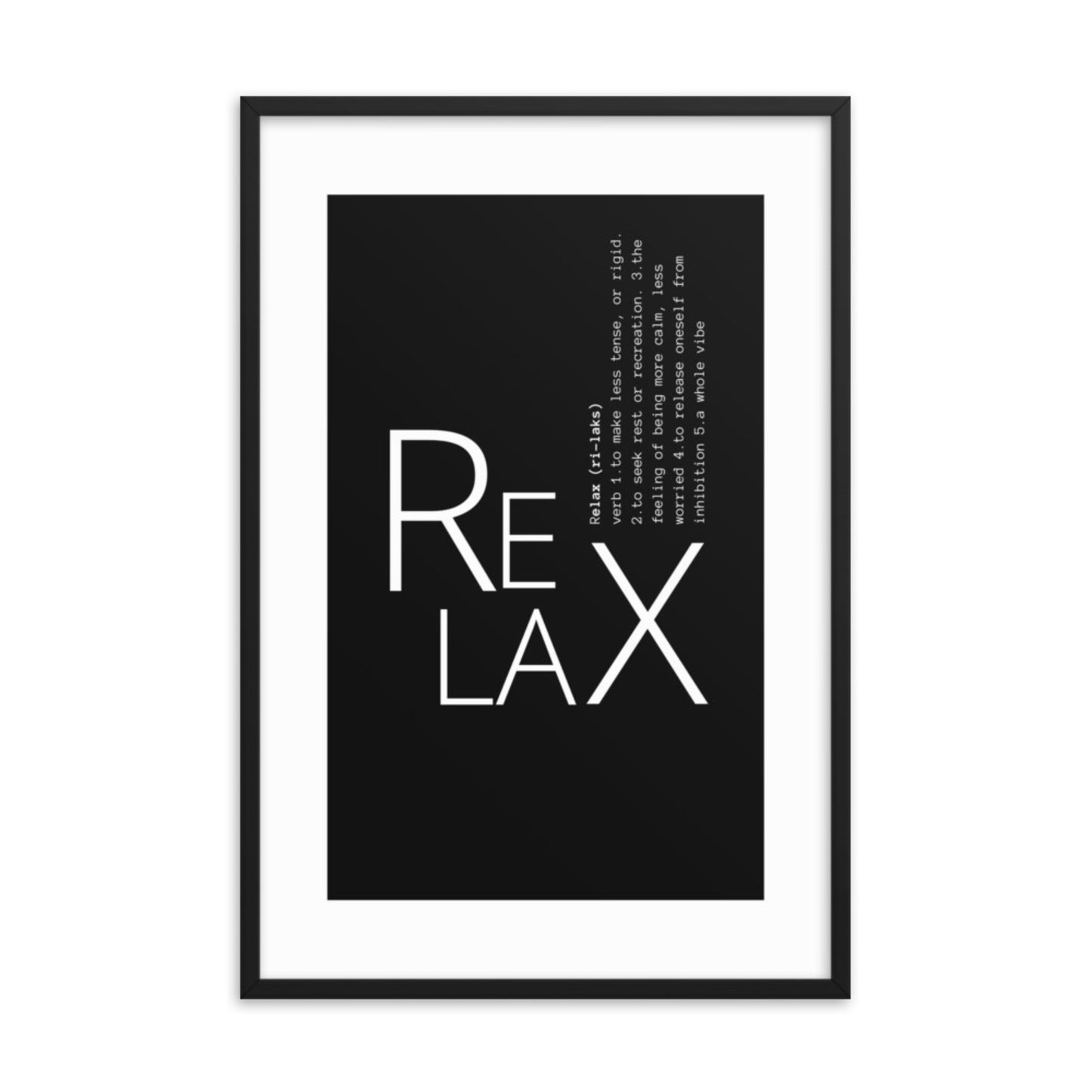 Canvas wall art with bold “Relax” text design, perfect for calming and stylish home decor