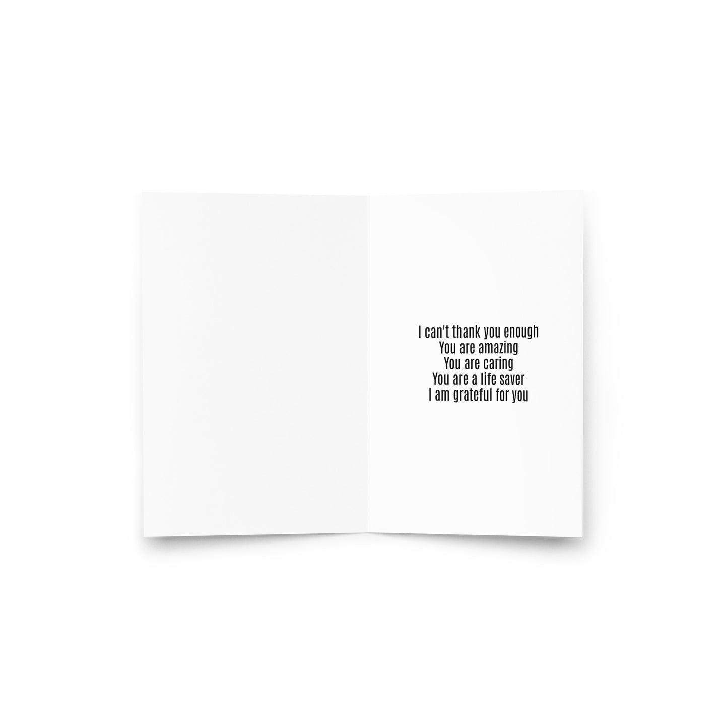 Inside Greeting card with the word "THANKS" on a red takeout-inspired design