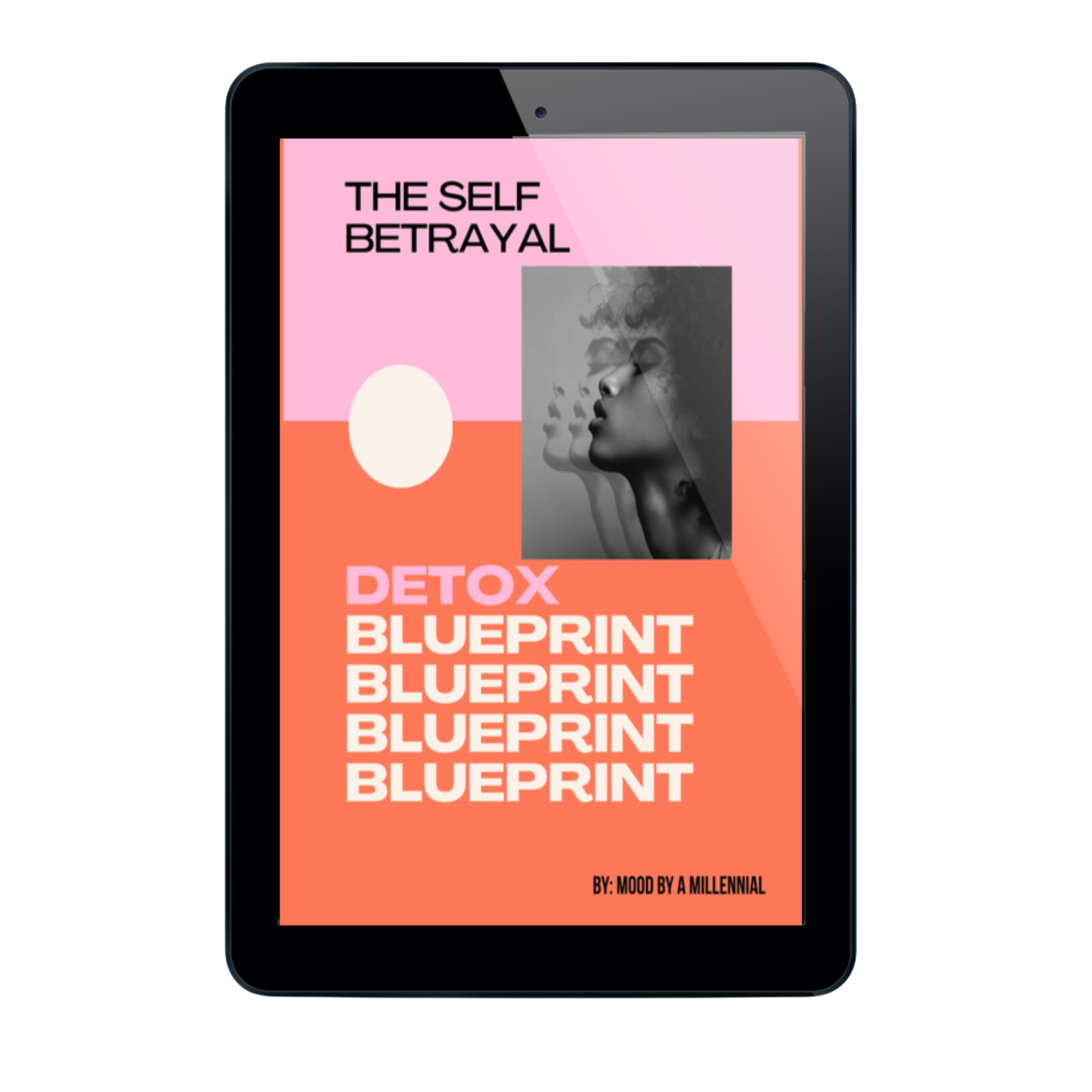 Self Betrayal Detox Blueprint eBook cover displayed on iPad – guide to stop people-pleasing and rebuild self-trust